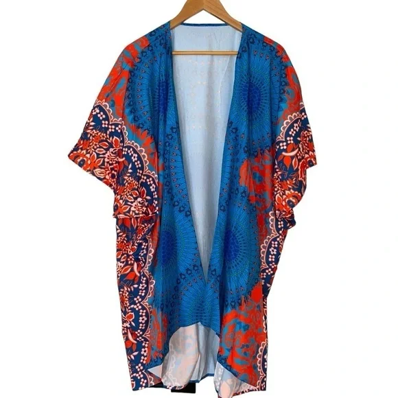 Medallion & Floral Kimono Coverup Top ~ Brand New - Picture 7 of 16